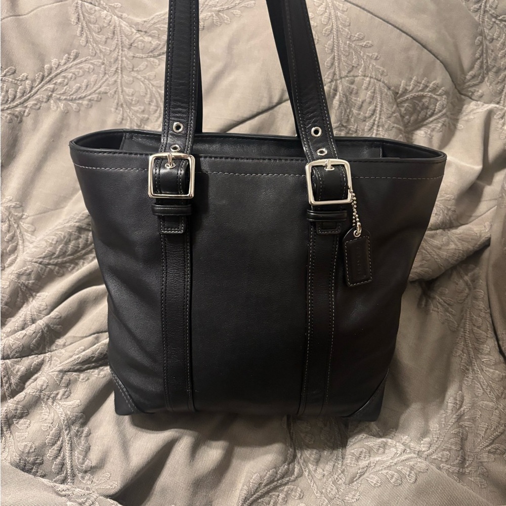 Black Leather Men's Tote Bag
